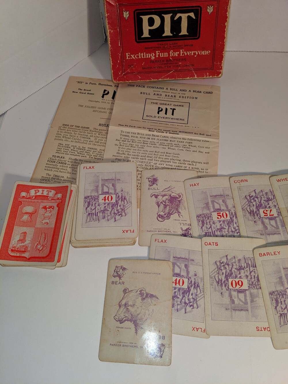 Vintage 1919 Pit Card Game Bull & Bear Edition Complete Rare